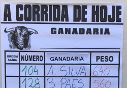 O peso dos toiros para esta noite em Alcochete
